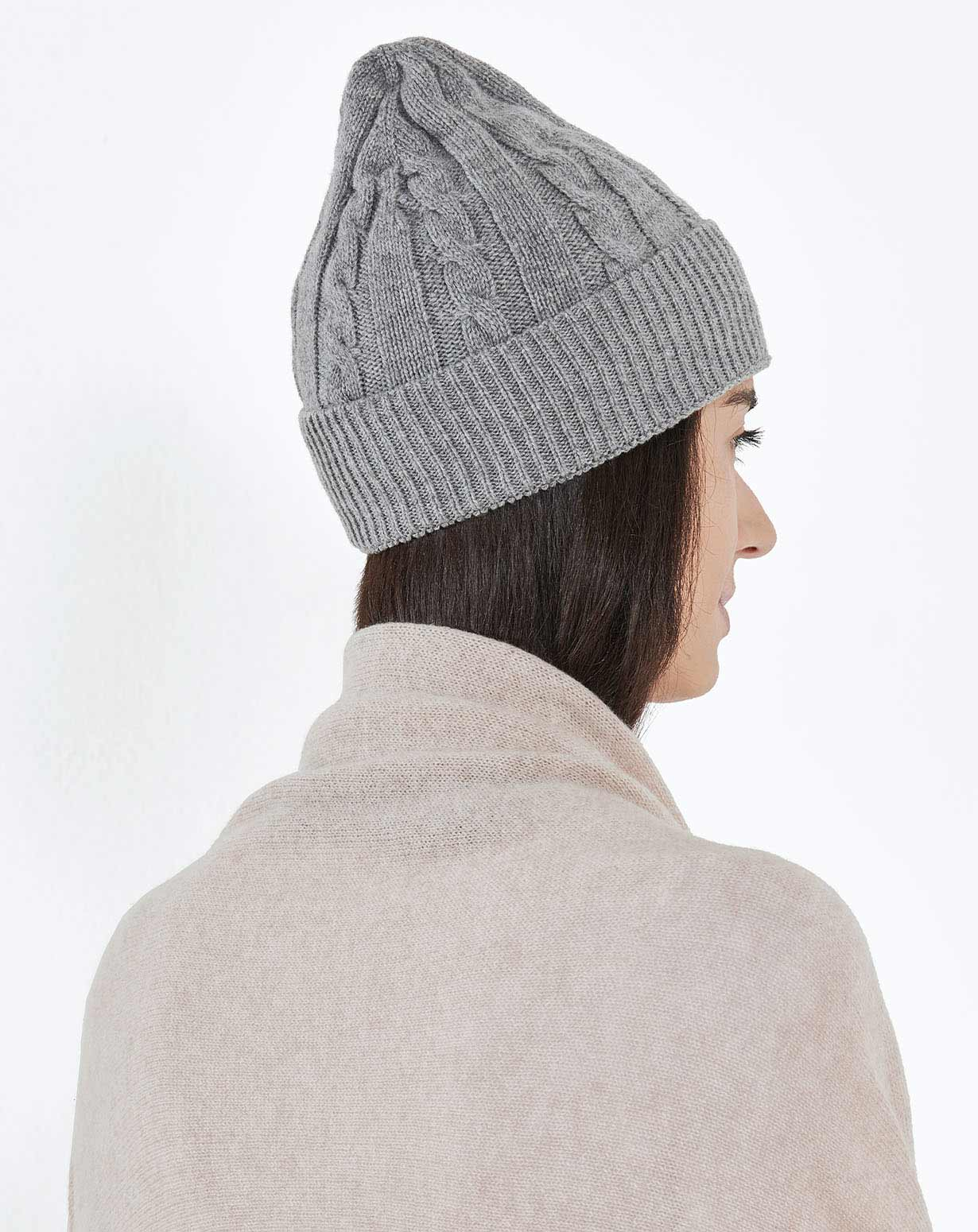 Women's Cashmere Cable Beanie MaisonCashmere