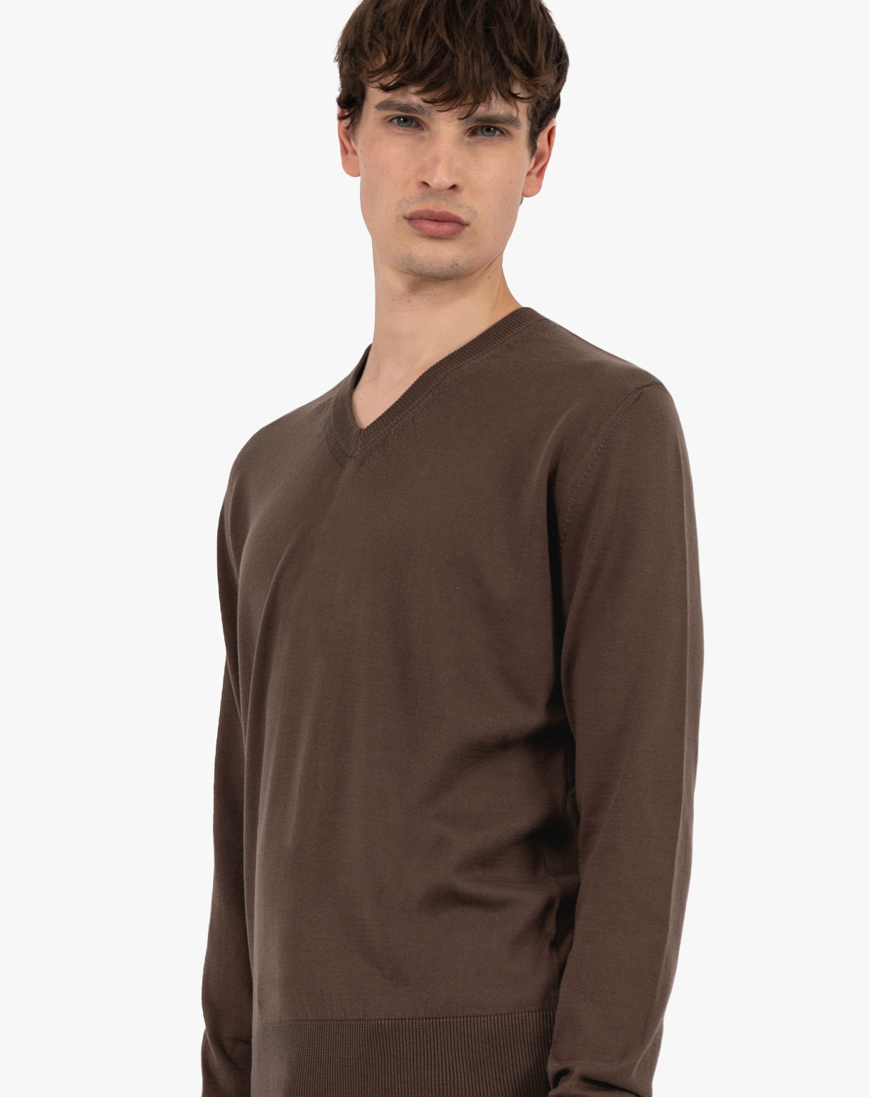 Men's Pure Giza Cotton V-Neck Sweater | MaisonCashmere