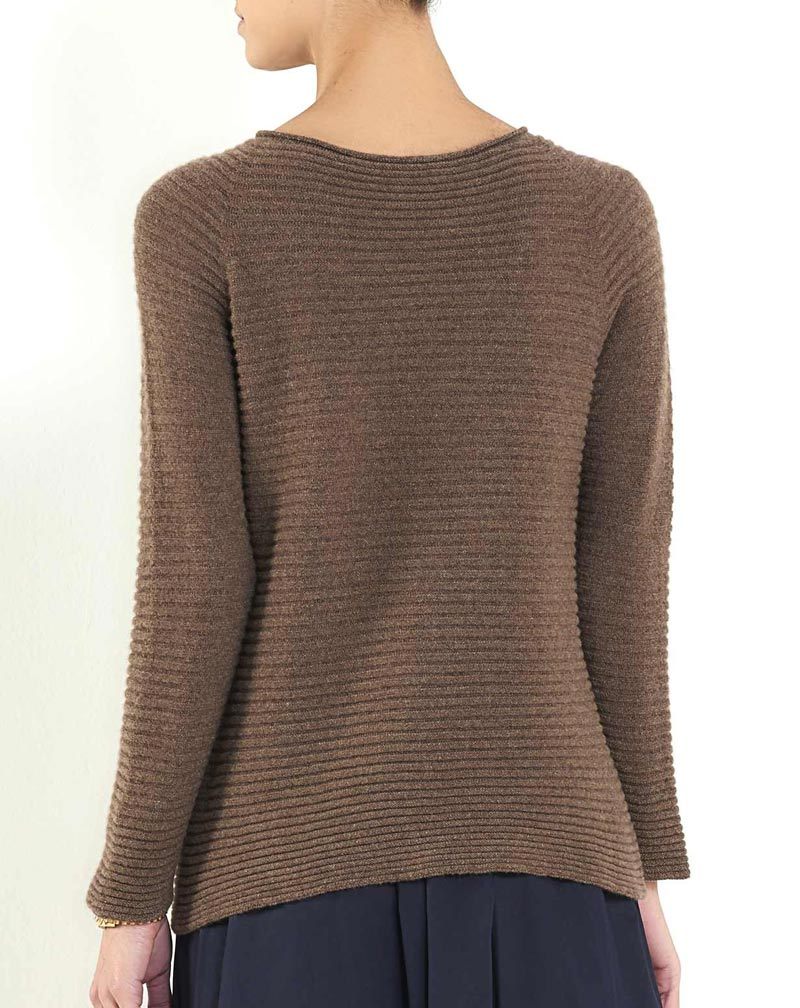 Women's 100% Pure Cashmere Boatneck Sweater - Horizontal Rib Raglan Sleeve, Soft & Cozy Knit